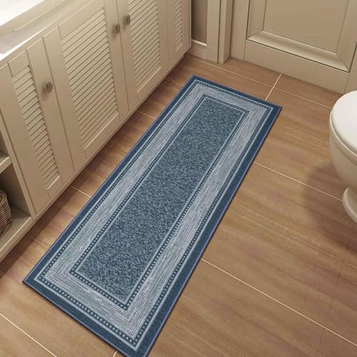 Machine Washable Border Design Non-Slip Rubberback 2x5 Modern Runner Rug for Hallway, Kitchen, Living Room, Bedroom, Entryway, 20" x 59", Red/Beige