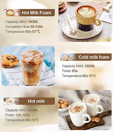 NWOUIIAY 4 in 1 Milk Frother Electric and Steamer 11.8 oz/350ml Hot/Cold Foam Maker Intelligent Temperature Control Electric Milk Warmer for Latte/Coffee/Hot Chocolate/Cappuccino