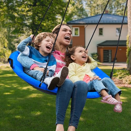 Trekassy 700lb 40" Saucer Tree Swing for Kids Adults Outdoor Textilene with 2pcs Tree Hanging Straps-Blue