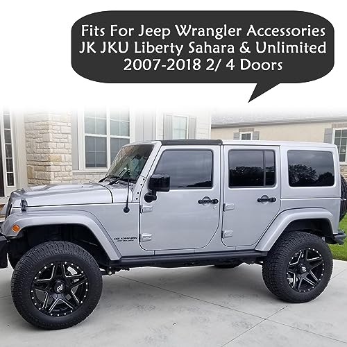 Side Door Handle Inserts Cover Trim Fits for Jeep Wrangler Accessories JK JKU Liberty Sahara & Unlimited 2007-2018 Exterior Grab Handles Pull JK Mods Decoration(Aluminum Black, 5PCS)