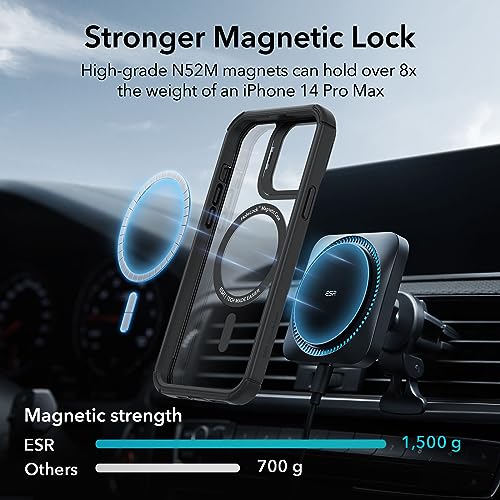 ESR for iPhone 13 Pro Max Case, Full Body Shockproof Case MagSafe, Military-Grade Protection, Magnetic Phone Case for iPhone 13 Pro Max, Shock Armor Kickstand Case (HaloLock), Clear Black