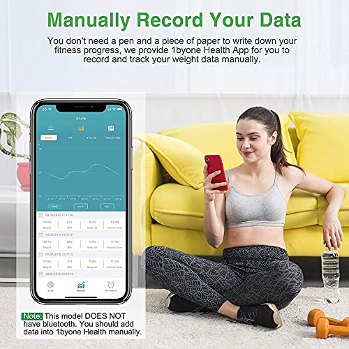 1 by ONE Digital Body Weight Scale, Bathroom Weighing Scale for People with Large LED Display, 400 lbs,Tape Measure and Batteries Included