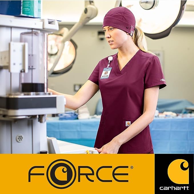 Carhartt Women's Notch Neck Tunic Scrub Top, Wine