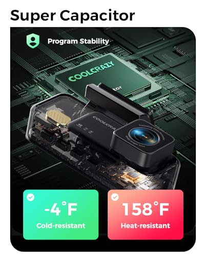 COOLCRAZY Dash Cam 4K Front, Built-in WiFi GPS Dash Camera for Cars, 3.2" IPS Screen Dashcam with App Control, Free 32G Card, 170°Wide Angle, 24H ParkingMode, WDR, Night Vision, G-Sensor