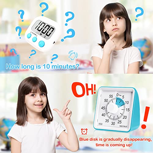 Secura 60-Minute Visual Timer, Classroom Timer, Countdown Timer for Kids and Adults, Time Management Tool for Teaching (Purple & White)