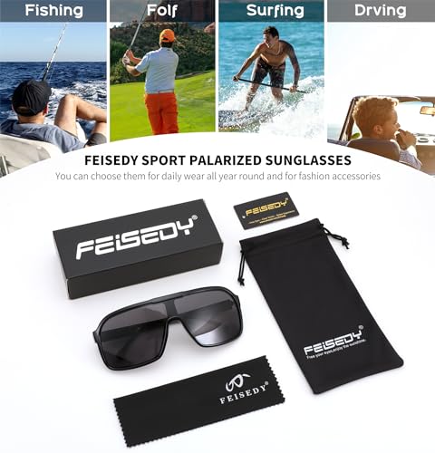 FEISEDY Fashion Polarized Sunglasses Oversized One Piece Reflective Lens Sports Sun Glasses B0122