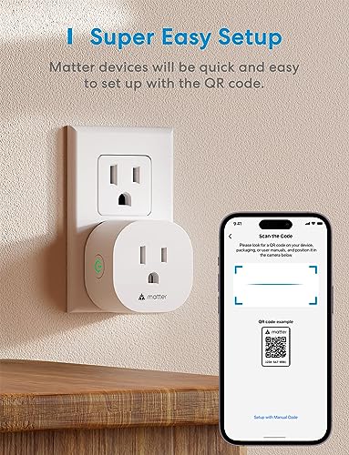 Meross Matter Smart Plug Mini, Easy Setup, 100% Privacy Smart Outlet, Compact Size, Support Apple Home, Alexa, Google Home with Schedule and Timer, App and Voice Control, 2.4G Wi-Fi Only (1 Pack)