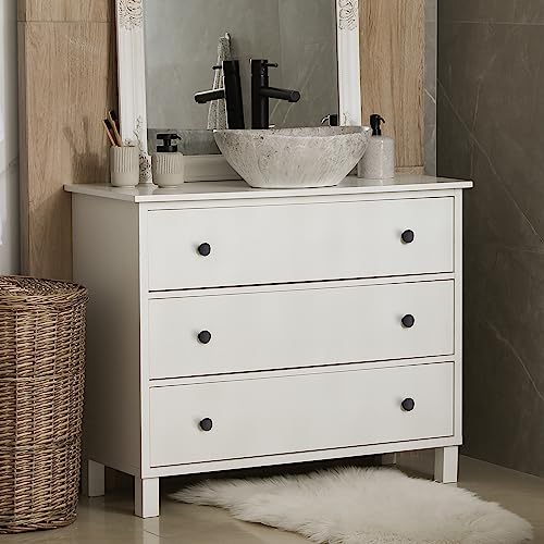 Ravinte 5 Pack Cabinet Knobs Black Kitchen Cabinet Knobs Round Dresser Drawer Knobs Matte Black Drawer Pulls Closet Door Knobs 1-1/5 Inch