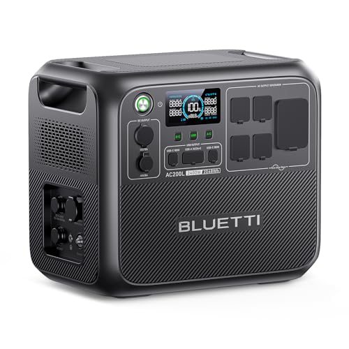 BLUETTI Portable Power Station AC200L, 2400W LiFePO4 Battery Backup, 2048Wh Expandable to 8192Wh, Solar Generator for Home Backup, RV Trailer, Power Outage (Max 1200W Solar Input)