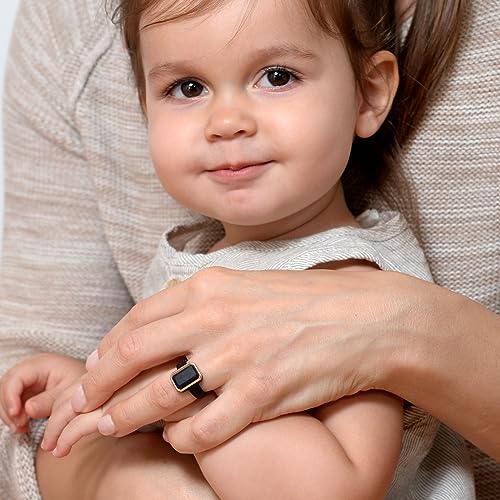 Rinfit Women's Silicone Rings - Engagement or Promise Ring, Silicone Wedding Bands - Black with Metal Silver, Size 5