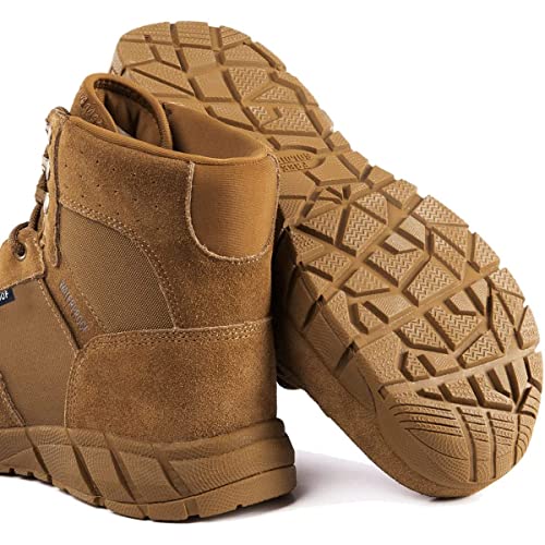 FREE SOLDIER Waterproof Hiking Work Boots Men's Tactical Boots 6 Inches Lightweight Military Boots Breathable Desert Boots (Brown,13)