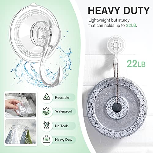 VIS'V Wreath Hanger, Large Clear Heavy Duty Suction Cup Wreath Hooks with Wipes 22 LB Removable Strong Window Glass Door Suction Cup Wreath Holder for Halloween Christmas Wreath Decor - 2 Pcs