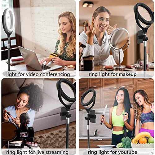 Zoom Light for Computer, Adjustable Desk Ring Light for Video Calls, Circle Light with Stand and Phone Holder, Video Conference Light for Laptop Virtual Meeting, Video Recording, Live Stream, Podcast