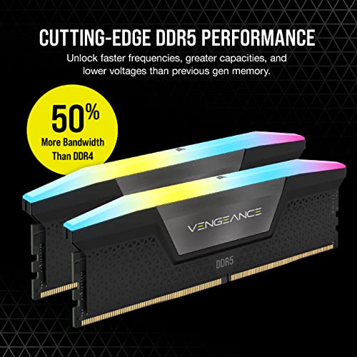 CORSAIR VENGEANCE RGB DDR5 RAM 32GB (2x16GB) 6000MHz CL40 Intel XMP iCUE Compatible Computer Memory - Black (CMH32GX5M2B6000C40)