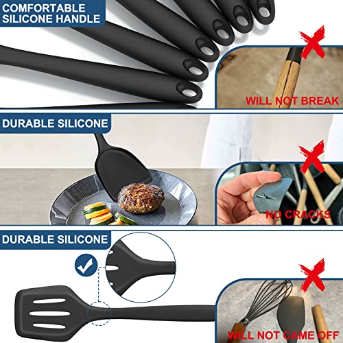 Silicone Kitchen Cooking Utensil Set, Fungun 25 Pcs Kitchen Utensils with Spatula, Spoon, Turner, Tongs, Heat Resistant Kitchen Gadgets Tools Set for Nonstick Cookware Black (Dishwasher, BPA Free)