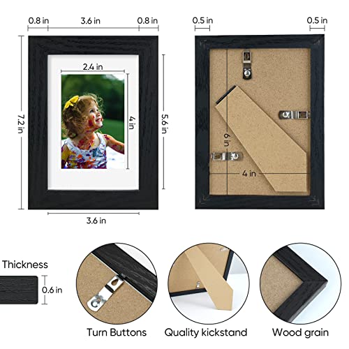 Nacial 4x6 Picture Frame Set of 2, Picture Frames with Tempered Glass, Display Pictures 3.5x5 with Mat or 4x6 Without Mat, Wall Gallery Photo Frames, Horizontal and Vertical Formats for Table