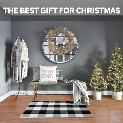 IOHOUZE Buffalo Plaid Checkered Rug -24" x36“ Front Door Mats, Washable Rug for Front Porch Decor, Spring Summer Welcome Mats Outdoor, Black White Rug for Farmhouse/Entryway/Home Entrance