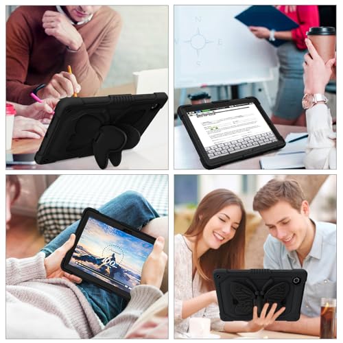 YINLAI for Samsung Galaxy Tab A8 Case, Galaxy Tab A8 10.5 Case Kids Girls Women Children Butterfly Kickstand Shockproof Protective Tablet Cover for Samsung Tab A8 10.5 inch [SM-X200/X205/X207],Black