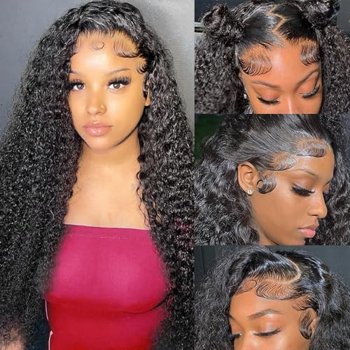 htsly Highlight Ombre Lace Front Wig Human Hair Pre Plucked 13x6 HD Honey Blonde Water Wave Lace Front Wigs for Black Women 4/27 Colored Wet Wavy Deep Curly Glueless Frontal Wigs Human Hair 32inch