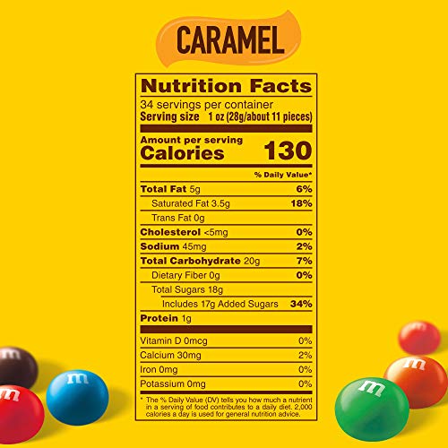 M&M'S Caramel Milk Chocolate Candy Bulk Pack, Party Size, 34 oz Bag