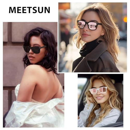 MEETSUN Polarized Sunglasses for Men Women Classic Retro Sun Glasses for Driving UV Protection (3 Styles) A-Matte Black