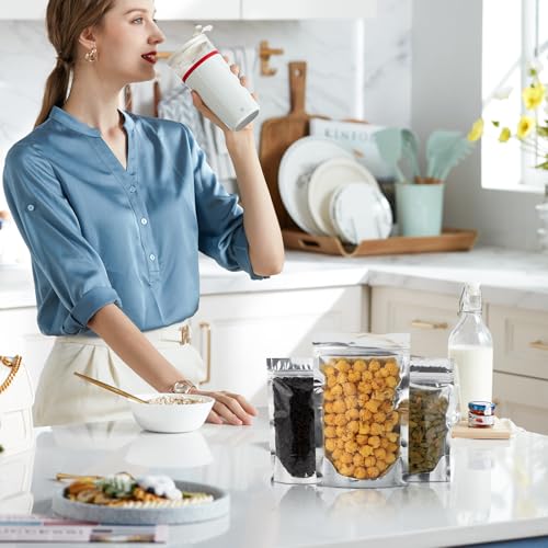 150-Pack 14" x 10" Large Reclosable Mylar Bags for Food Storage Stand Up 1 Gallon Bags Resealable Smell Proof Aluminum Silver Foil Pouches with Clear Window Kitchen Storage Edible Packaging