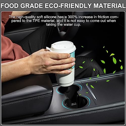 Edulnke Cup Holder Insert for Tesla Model Y 2023, Upgraded Cup Holder Insert Compatible with Tesla Model 3 Model Y 2023 2022 2021, Leakproof Silicone Center Console Cup Holder, 1PCS (Black)