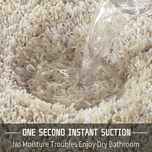 Yimobra Fluffy Bathroom Rugs Sets 2 Piece, Shaggy Toilet Rug U Shaped, Soft Non Slip Bath Mat,Plush Shower Rug,Water Absorbent,Machine Washable,32x20+24x20 Inches, Purple and White