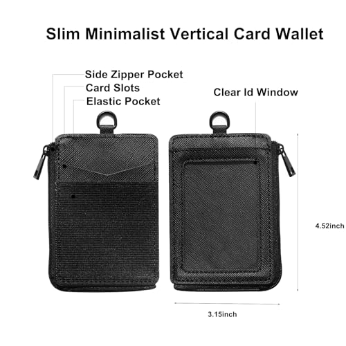 FORZEN Slim Minimalist Vertical Card Holder Wallet, Pocket Credit Card Holder, Elastic Card Holder Wallets for Men & Women (Black 0)