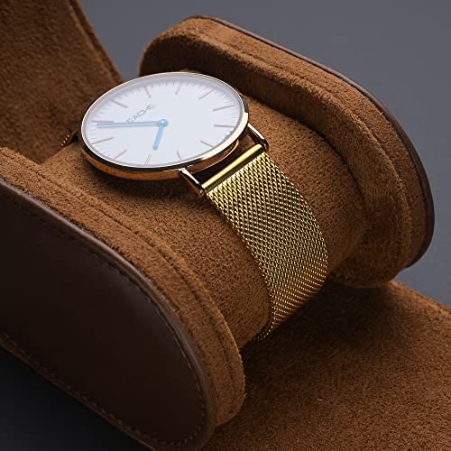 EACHE Stainless Steel Mesh Watch Band for Women, Quick Release Mesh Watch Straps for Ladies 12mm Gold
