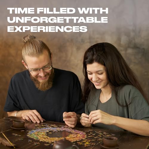 UNIDRAGON Original Wooden Jigsaw Puzzles - Mandala Spiral Incarnation, 350 pcs, King Size 13"x13", Beautiful Gift Package, Unique Shape Best Gift for Adults and Kids