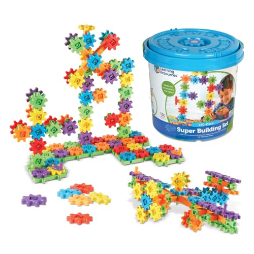 Learning Resources Gears! Gears! Gears! Super Building Toy Set - Building Toys, STEM Activities, Fine Motor Skills, Toddler Engineers Kit, , Construction Bots, Kindergarten Science, Gifts for Kids