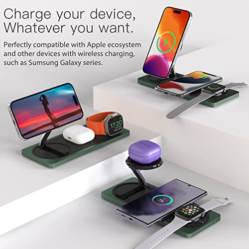 3 in 1 Charging Station for Apple Devices: Used for iPhone and Watch Charging Station with Magsafe Charger Stand, Wireless Charger for iPhone15/14/13/12, Apple Watch 1-9/Ultra, AirPods 3 Pro