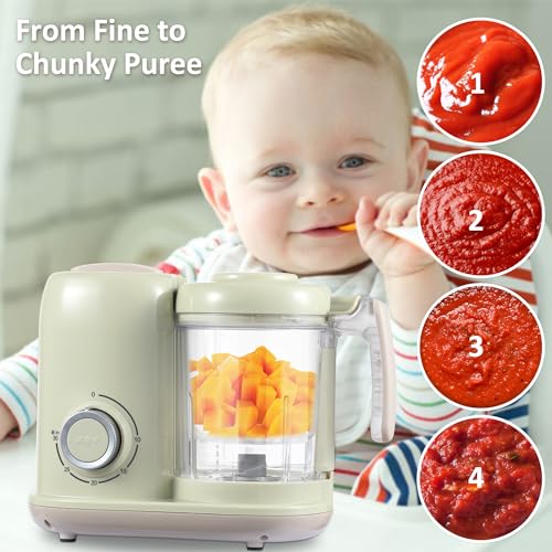 AMZBABYCHEF Baby Food Maker, 4 in 1 Baby Food Processor and Steamer, Baby Blender, Multifunctional Baby Puree Maker, Dishwasher Safe, Green