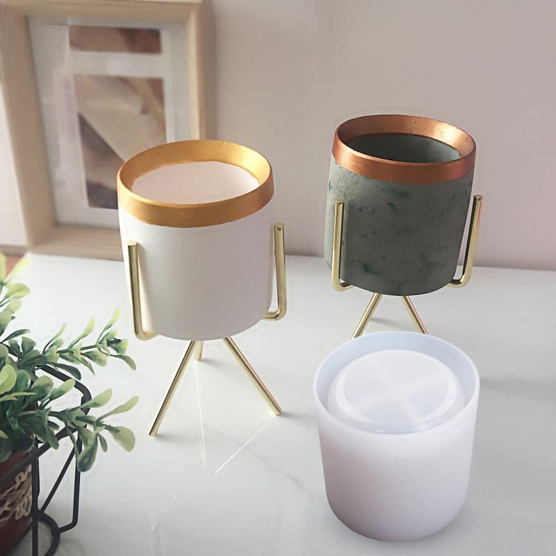 Round Plant Pot Resin Mold Silicone DIY Cylinder Resin Plant Mold for DIY Gardening Pots Craft Home Decorations