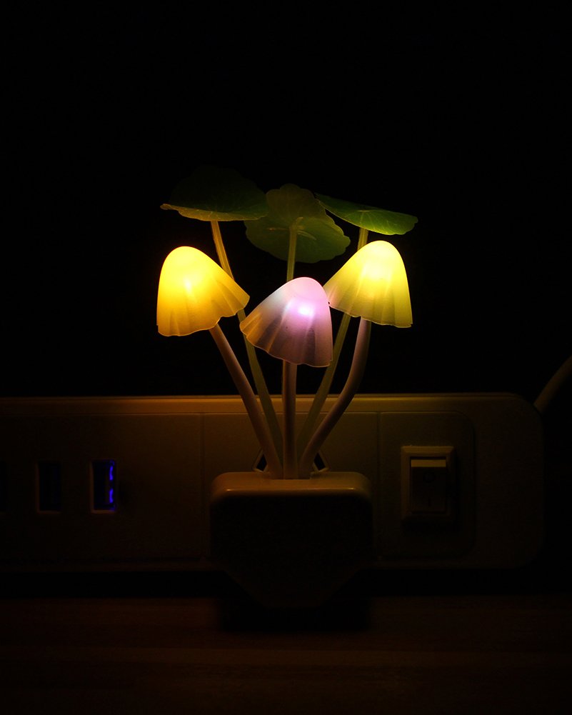 Rienar Sensor Led Night Light, Color Changing Plug-in LED Mushroom Dream Bed Lamp