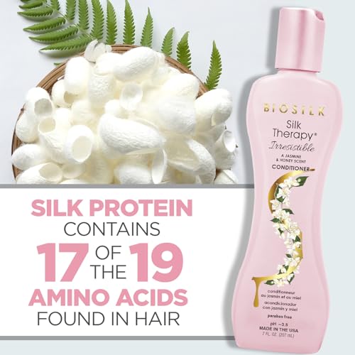 BioSilk Irresistible Collection Silk Therapy Conditioner, Moisturizes & Conditions Hair, Jasmine & Honey Scent, Sulfate, Paraben, & Cruelty-Free, 7 Oz