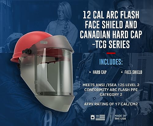 Oberon 12 Cal Arc Flash Face Shield With Hard Cap - Anti Fog - TCG Series