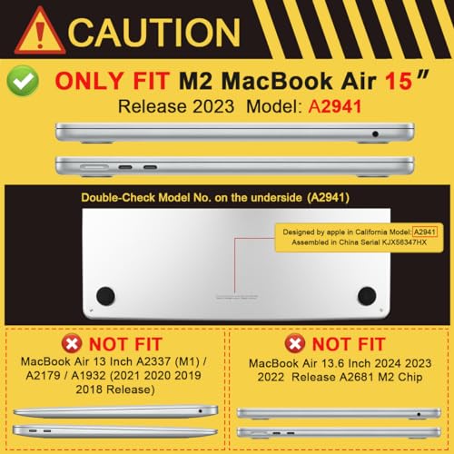 Batianda Compatible with 2023 MacBook Air 15 inch Case Model A2941 M2 Chip, Rubberized Smooth Touch Plastic Protective Hard Shell with Screen Protector Keyboard Cover and OTG Adapter,Solid Green