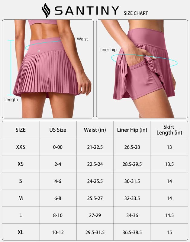 SANTINY Pleated Tennis Skirt for Women with Pockets Shorts Women's High Waisted Lightweight Athletic Golf Skorts Skirts for Casual(Dark Grey_XS)