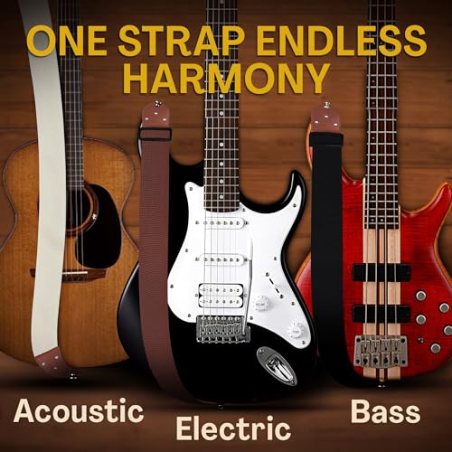Guitar Strap Premium Padded For Electric, Acoustic, and Bass. Adjustable Unique Design Guitar Straps Includes 2 Strap Locks To Keep Your Guitar Safe - Discover Durability Comfort and Style