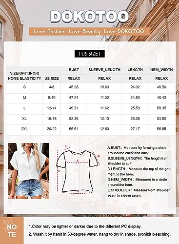 Dokotoo 2024 Fashion Summer Womens Solid V Neck Batwing Short Sleeve Shirts Button Down Cotton Office Workout Blouses Tops Resort Wear for Women Brown M