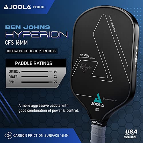 JOOLA Ben Johns Hyperion CFS Pickleball Paddle - Carbon Surface with High Grit & Spin, Elongated Handle, USAPA Approved Ben Johns Paddle