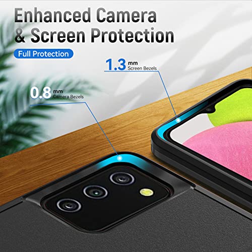 Warsia for Samsung Galaxy A03S Case,with Screen Protector [Military Grade Drop Tested] Heavy-Duty Tough Rugged Shockproof Protective Case for Samsung A03S, Black