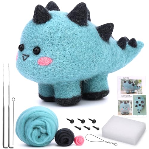 Nitlak Needle Felting Kit, Animal Needle Felting Starter Kit with Wool, Needle Felting Supplies with Foam Mat Instruction Needle Felting Needles for Beginners Adults DIY Craft Project(White Chicken)