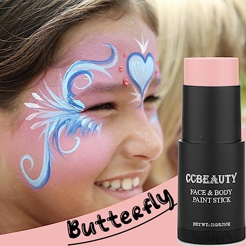 CCBeauty Halloween Neon UV Green Face Body Paint Stick Oil, Lime Green Eye Black,Glow in the Blacklight Face Painting Makeup,Hypoallergenic Foundation for SFX Cosplay Costume Parites