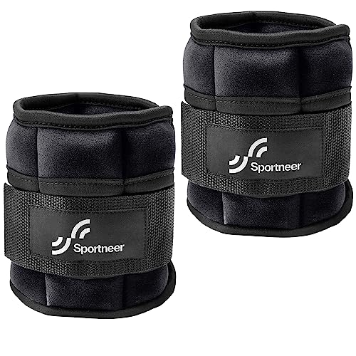 Sportneer Adjustable Ankle Wrist Weights for Men Women Kids, Adjustable Leg & Cuff Weight Straps for Fitness, Walking, Running, Aerobics, Yoga, Gym | 2 lbs for Each Ankle, 1 Pair total weight 4 lbs