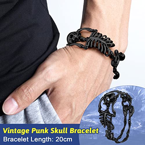 FaithHeart Bracelet for Men Punk Skull Chains Human Skeleton Gothic Jewelry for Female Hip Hop Cool Wristband