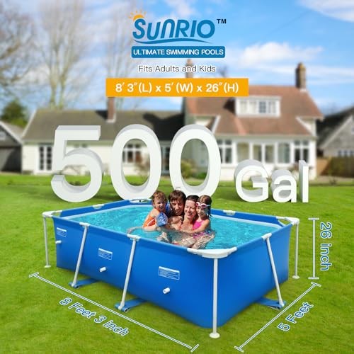 Sunrio 4ft x 12in Square Above Ground Swimming Pool with Plastic Frame for Kiddie Swimming Playing Outdoor Backyard Garden