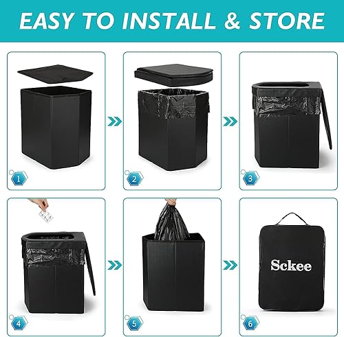 Portable Toilet for Adults, XL Portable Toilet for Camping, 16.5'' Camping Toilet with Lid, Camp Toilet with Handbag, Travel Potty for Camping, Hiking, RoadTrip, Car, Tent, Truck Drivers